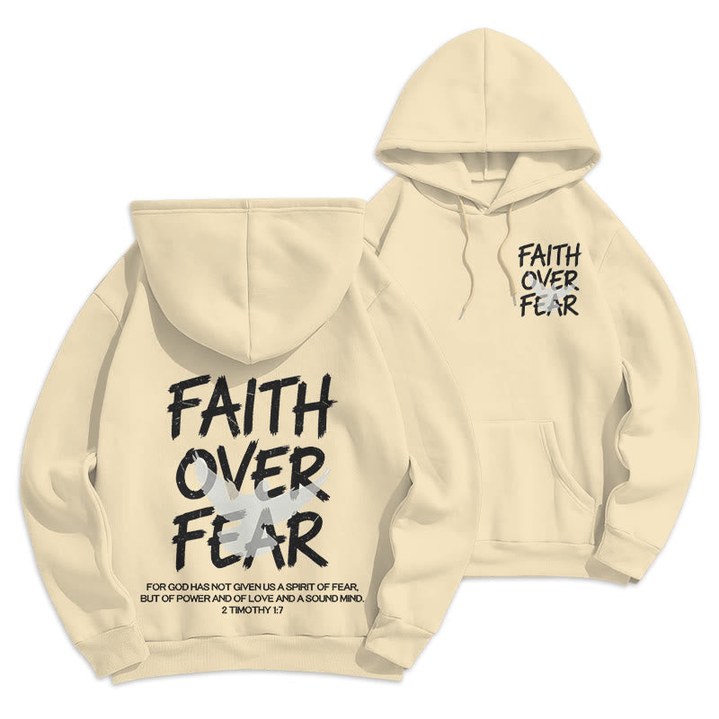 Christianartworkshop Faith Over Fear 2 Timothy 1:7 Fleece Lined Polyester Hoodie - Beige - 2XL - image 22
