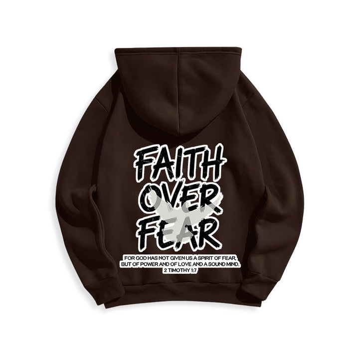 Christianartworkshop Faith Over Fear 2 Timothy 1:7 Fleece Lined Polyester Hoodie - image 6