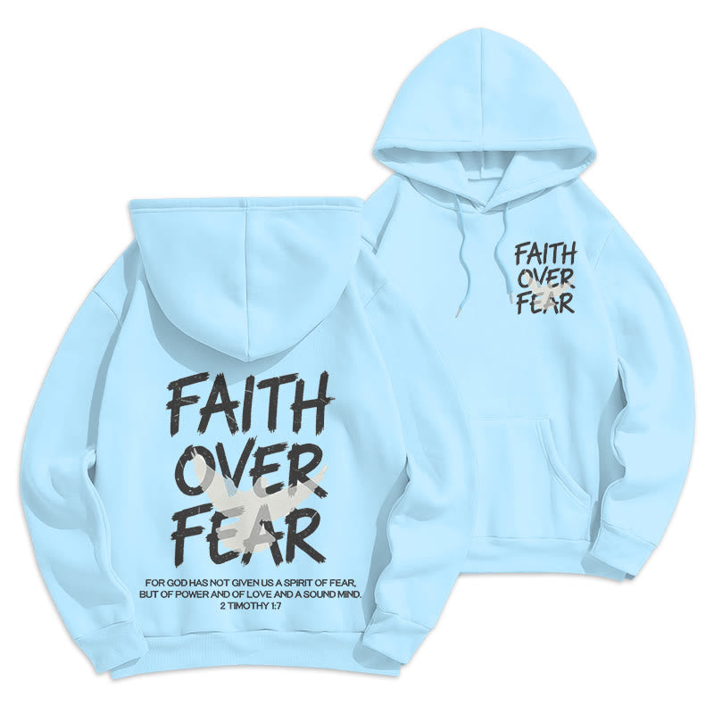 Christianartworkshop Faith Over Fear 2 Timothy 1:7 Fleece Lined Polyester Hoodie - Blue - 2XL - image 19