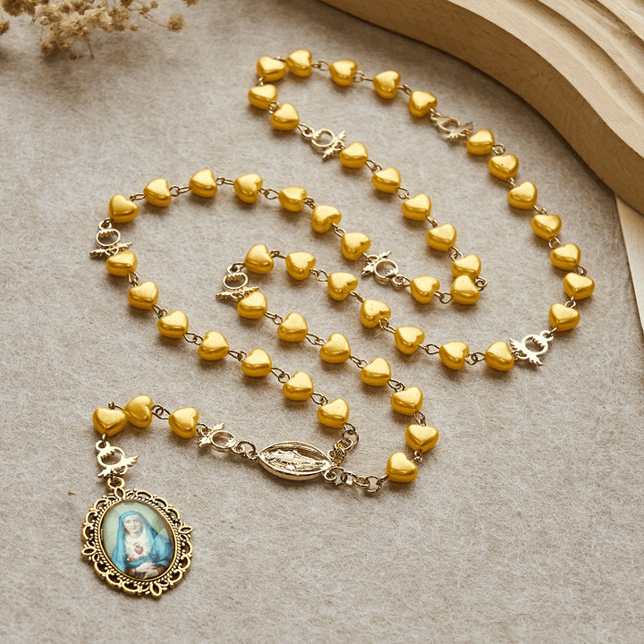 Christianartworkshop Yellow Heart Bead Rosary & Bracelet Set: Tender Companion of Daily Grace - image 3