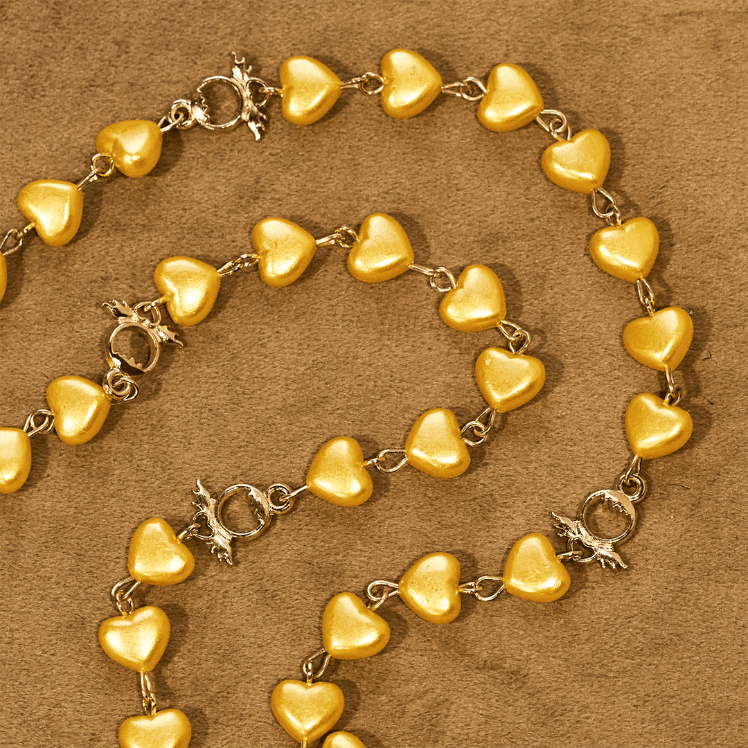Christianartworkshop Yellow Heart Bead Rosary & Bracelet Set: Tender Companion of Daily Grace - image 5