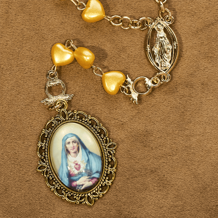 Christianartworkshop Yellow Heart Bead Rosary & Bracelet Set: Tender Companion of Daily Grace - image 6