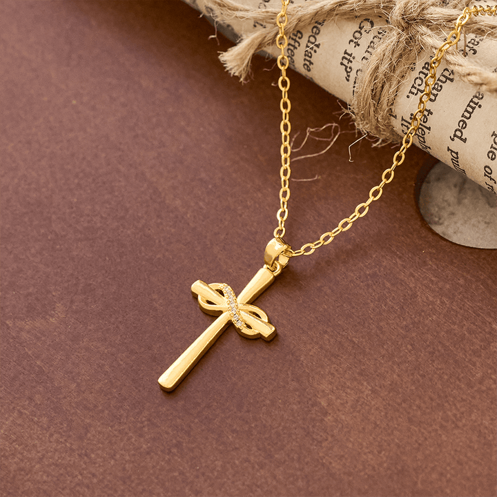 Christianartworkshop Möbius Cross & Zircon Necklaces: Smooth Comfort with Sacred Symbolism - Golden - image 0