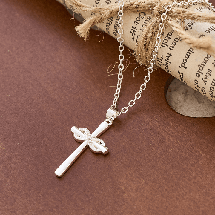 Christianartworkshop Möbius Cross & Zircon Necklaces: Smooth Comfort with Sacred Symbolism - Silver - image 4