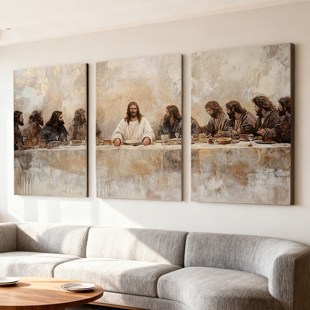Christianartworkshop The Last Supper Warm-Toned Canvas Wall Art Set: Serene Companion of Home Grace - image 3