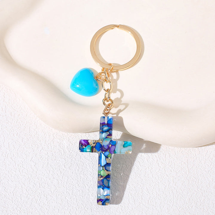 Christianartworkshop Resin Cross with Heart-Accent Faith Keychains: Tender Joy for All - Light Blue - image 5