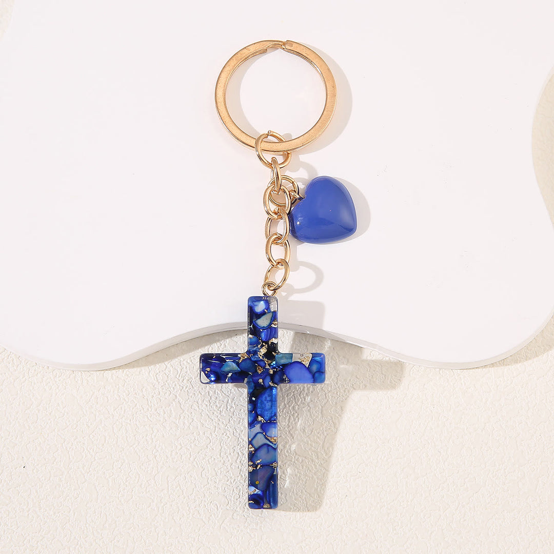 Christianartworkshop Resin Cross with Heart-Accent Faith Keychains: Tender Joy for All - Dark Blue - image 7