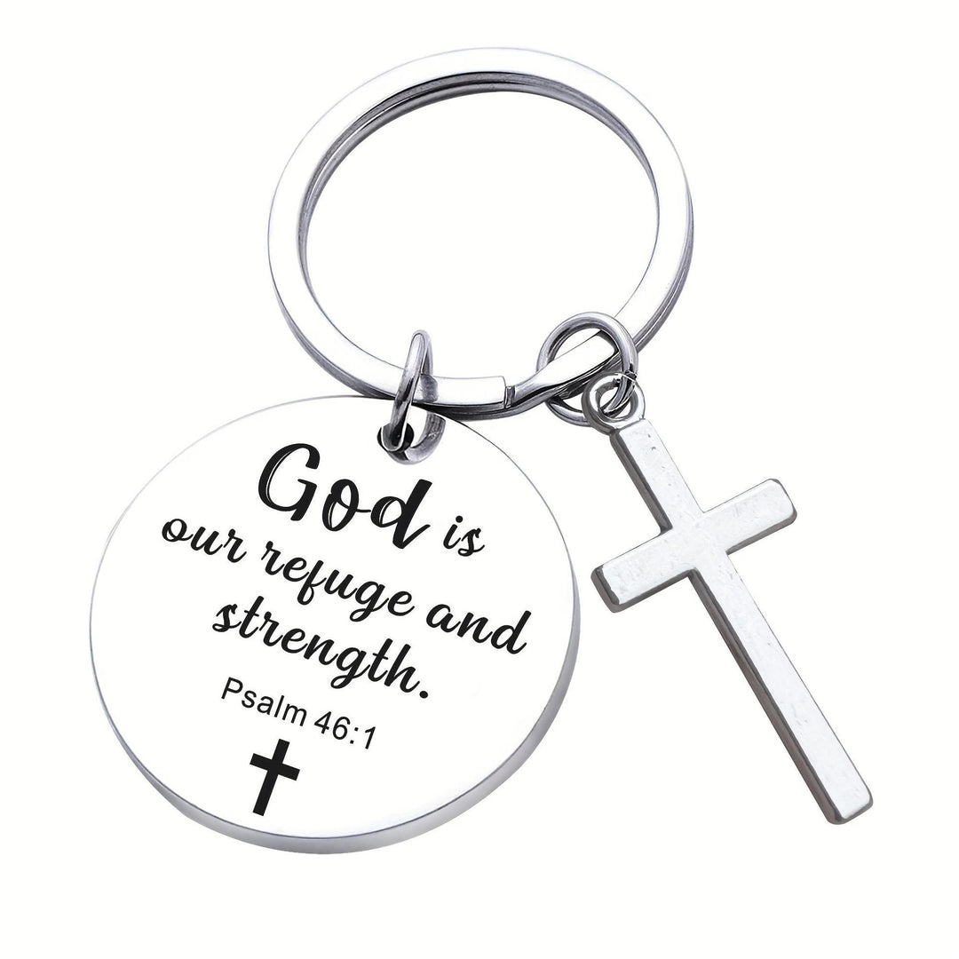 Christianartworkshop Verse-Accent Cross Keychains: Meaningful Comfort with Sacred Symbolism - Psalm 46:1 - image 8