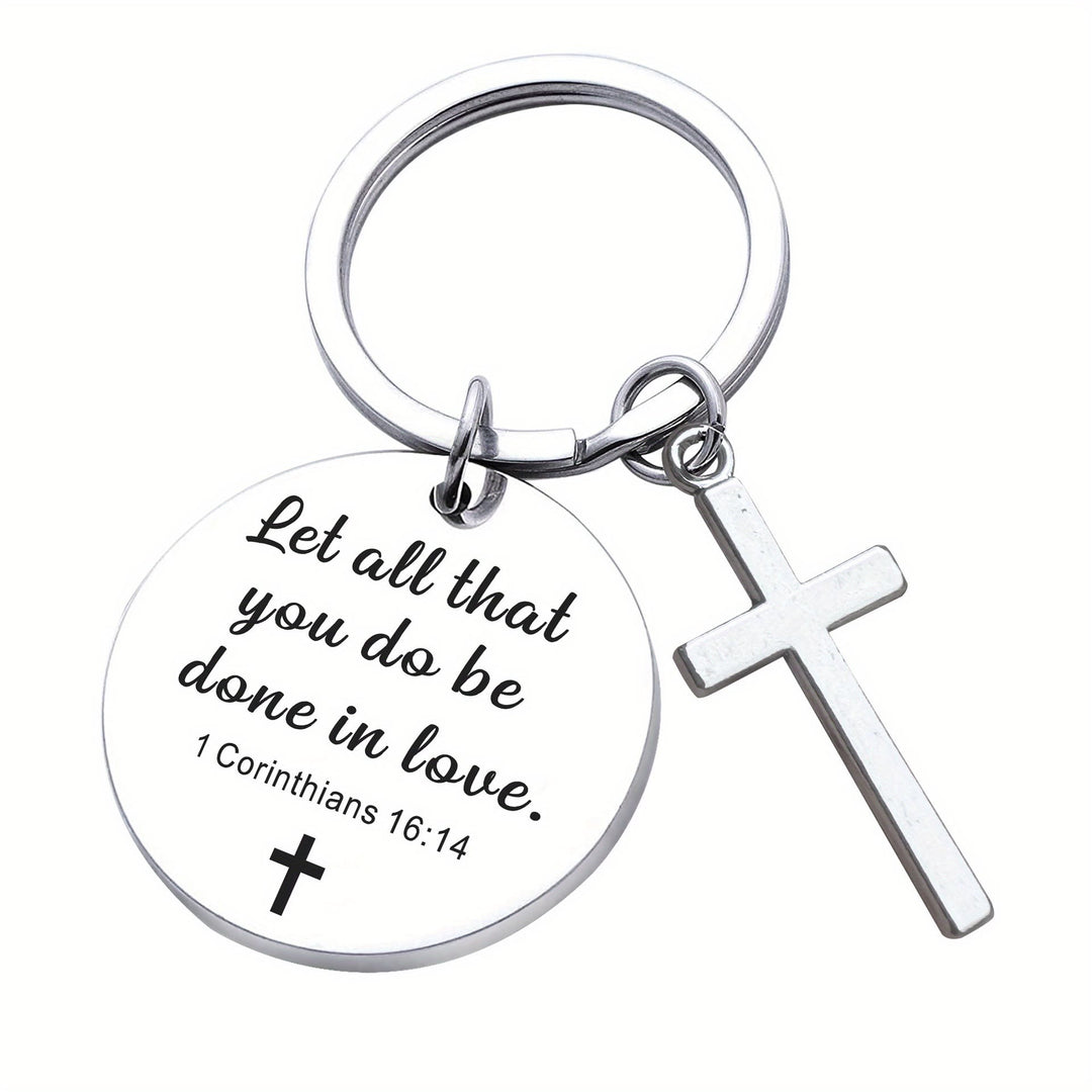 Christianartworkshop Verse-Accent Cross Keychains: Meaningful Comfort with Sacred Symbolism - 1 Corinthians 16:14 - image 4