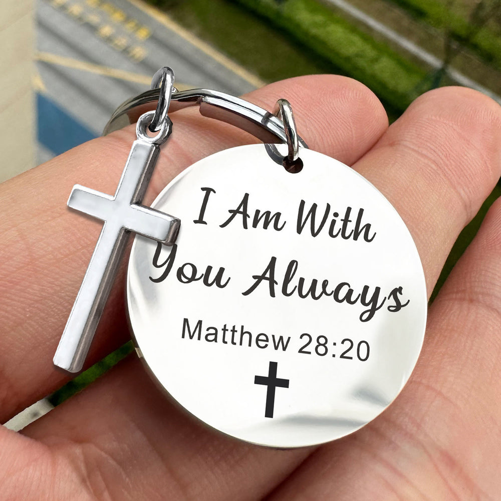 Christianartworkshop Verse-Accent Cross Keychains: Meaningful Comfort with Sacred Symbolism - Matthew 28:20 - image 1