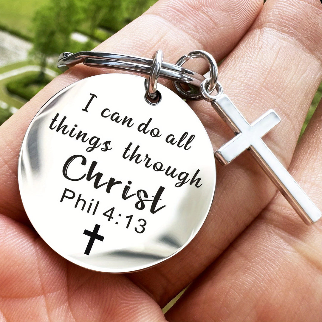 Christianartworkshop Verse-Accent Cross Keychains: Meaningful Comfort with Sacred Symbolism - Philippians 4:13 - image 3