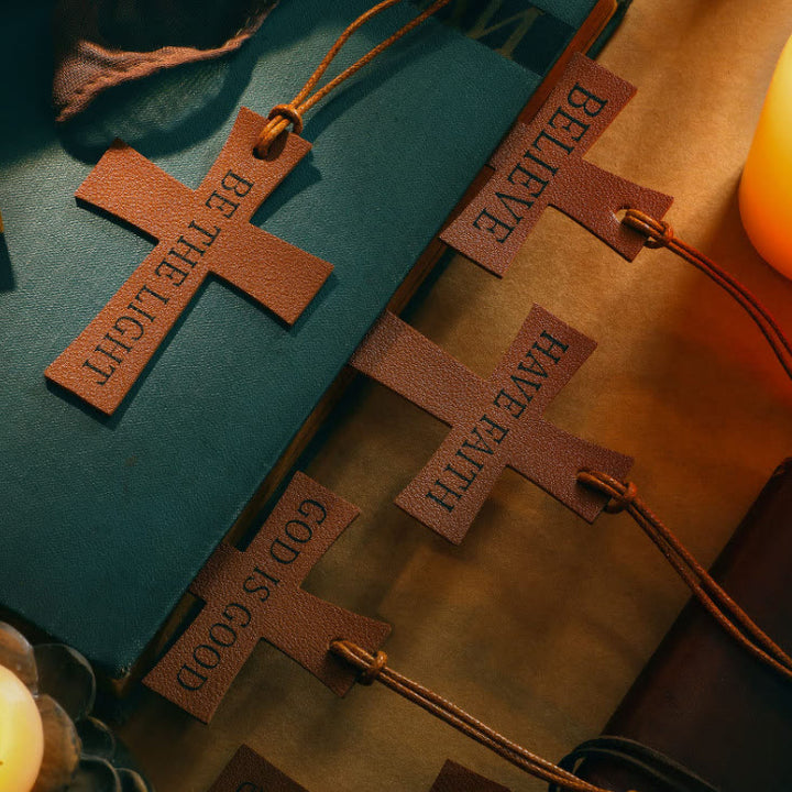 Christianartworkshop Meaningful Phrase Leather Bookmarks: Quiet Reminder of Gentle Hope - GOD IS GOOD - image 0