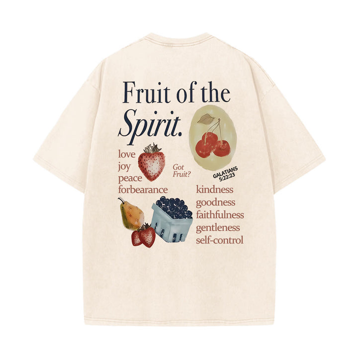 Christianartworkshop Fruit Of The Spirit Double Sided Unisex Washed T-shirt - Apricot - 5XL - image 3