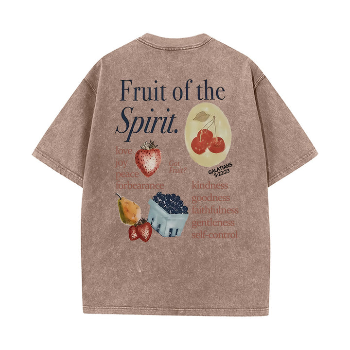 Christianartworkshop Fruit Of The Spirit Double Sided Unisex Washed T-shirt - Coffee - 5XL - image 15