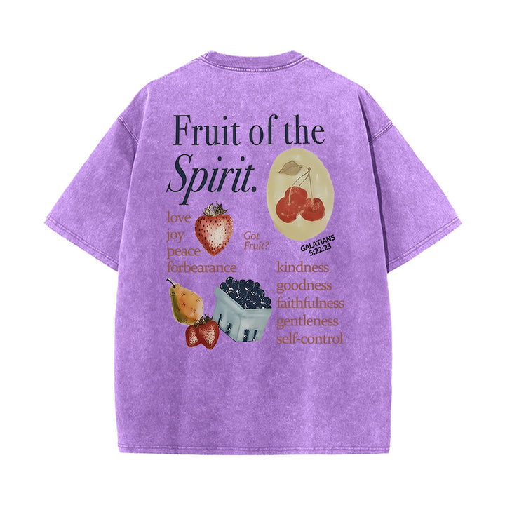Christianartworkshop Fruit Of The Spirit Double Sided Unisex Washed T-shirt - Purple - 5XL - image 10