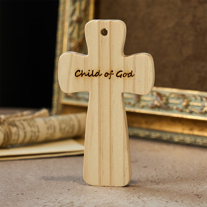 Christianartworkshop Wooden Cross Decor with Child of God Etching: Gentle Belonging for Home Spaces - image 2