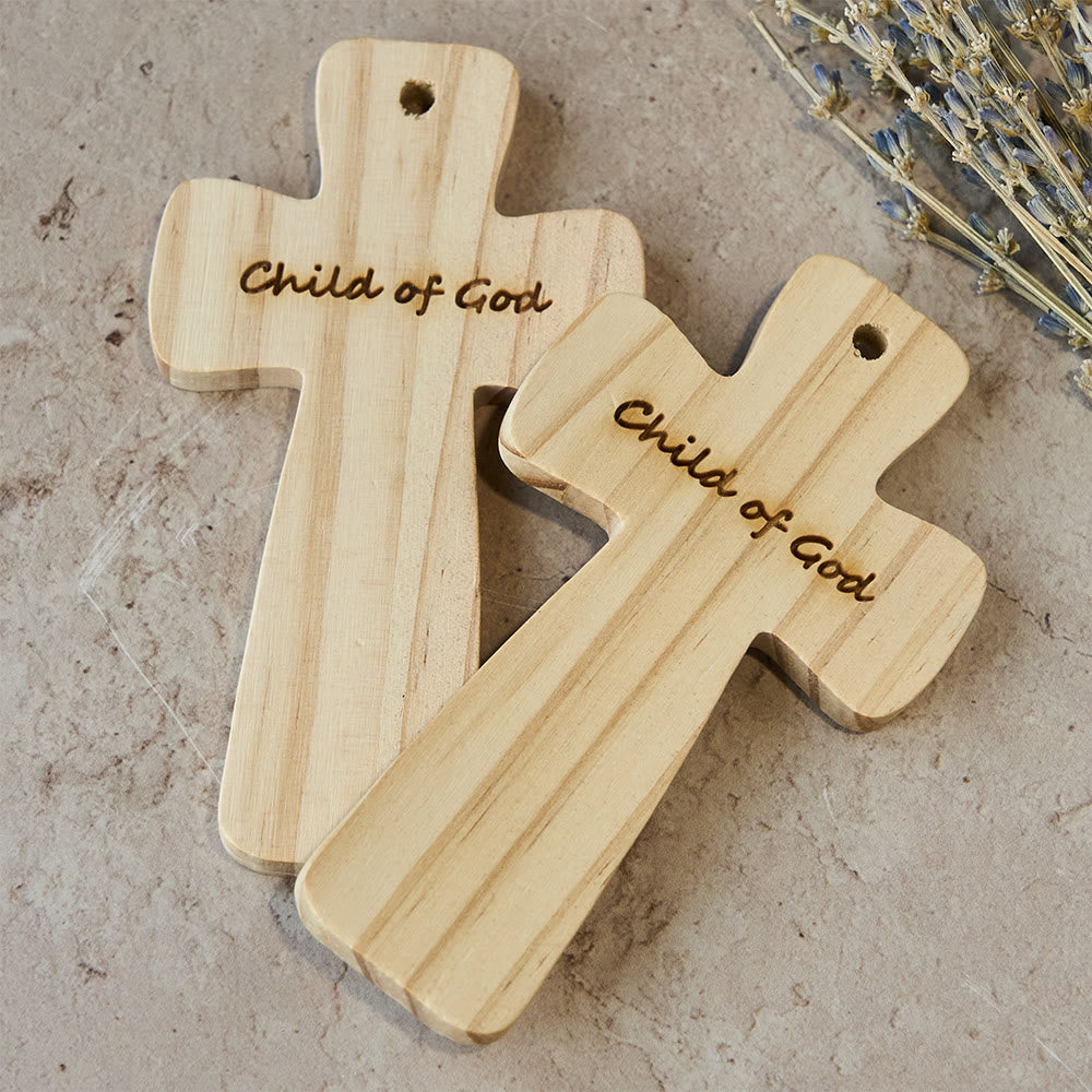 Christianartworkshop Wooden Cross Decor with Child of God Etching: Gentle Belonging for Home Spaces - image 1