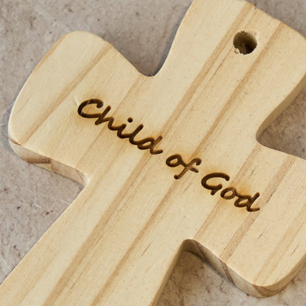 Christianartworkshop Wooden Cross Decor with Child of God Etching: Gentle Belonging for Home Spaces - image 4