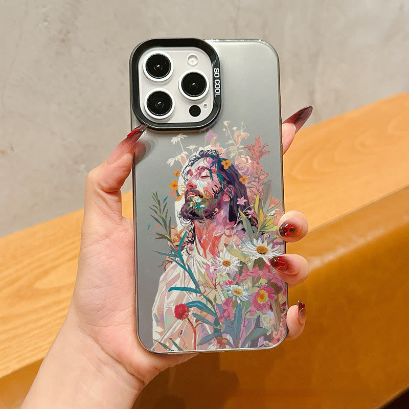 Christianartworkshop Floral Jesus Phone Case: Gentle Grace for Daily Device Use - Black Frame - iPhone 7 - image 2