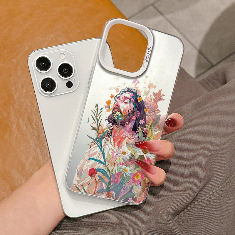 Christianartworkshop Floral Jesus Phone Case: Gentle Grace for Daily Device Use - White Frame - iPhone 7 - image 0
