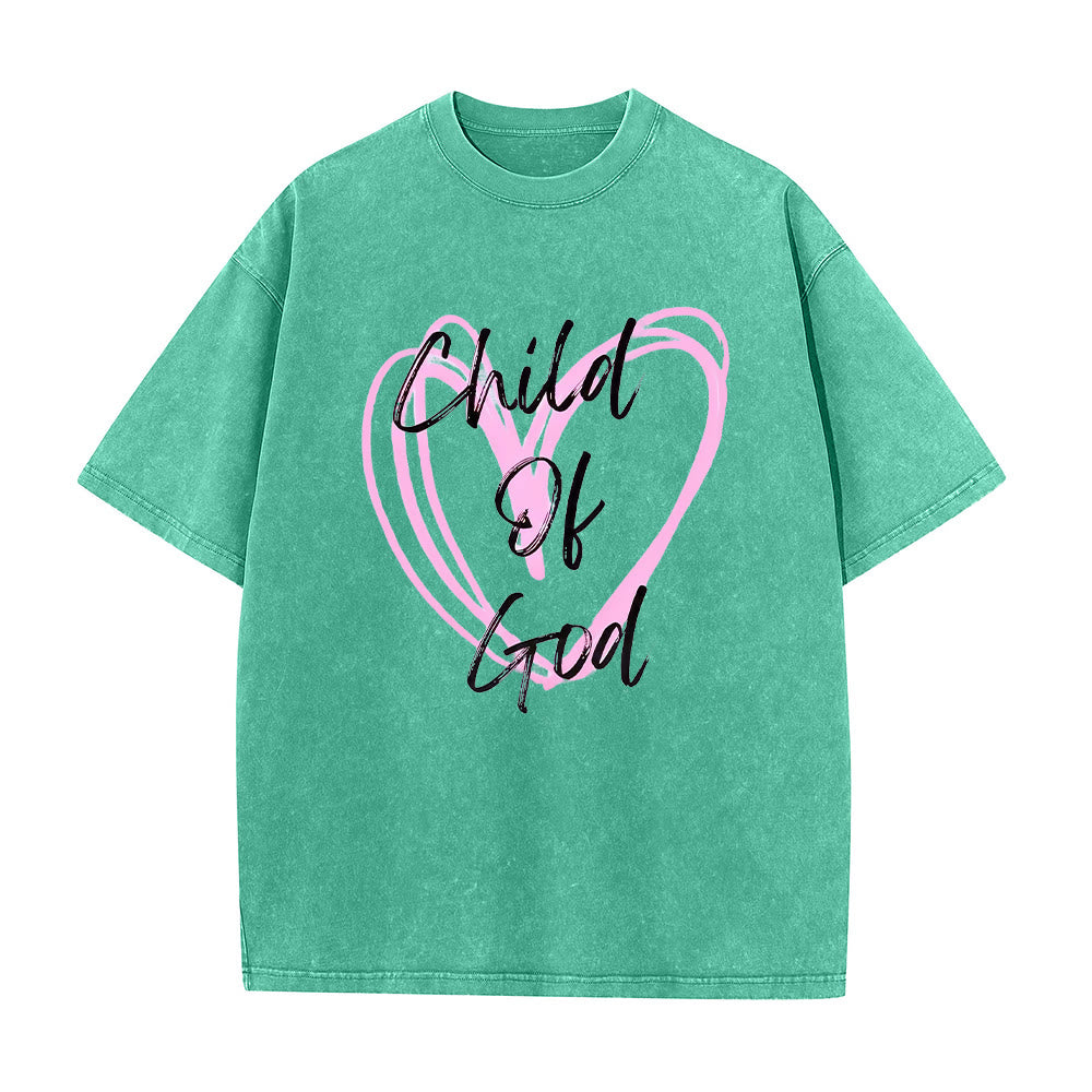 Christianartworkshop Romantic Child of God with Sacred Heart Unisex Washed T-Shirt - Green - 5XL - image 10