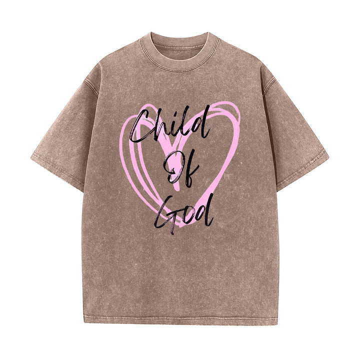 Christianartworkshop Romantic Child of God with Sacred Heart Unisex Washed T-Shirt - Coffee - 5XL - image 9