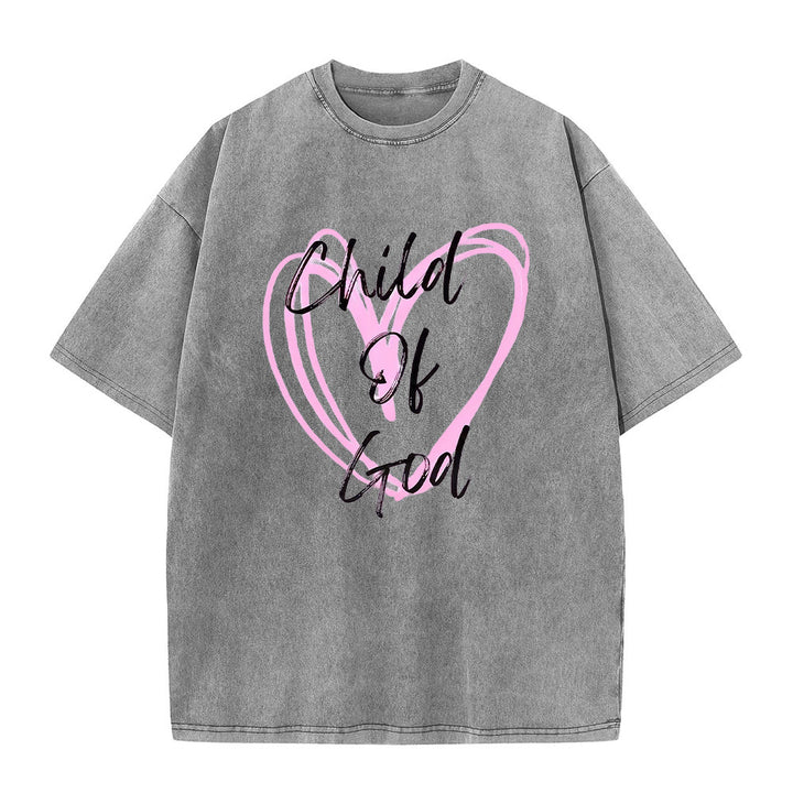 Christianartworkshop Romantic Child of God with Sacred Heart Unisex Washed T-Shirt - Grey - 5XL - image 5