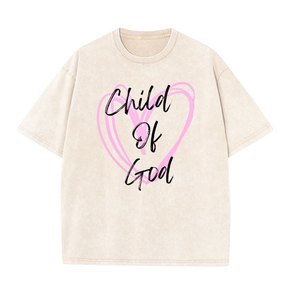 Christianartworkshop Romantic Child of God with Sacred Heart Unisex Washed T-Shirt - Apricot - 5XL - image 8