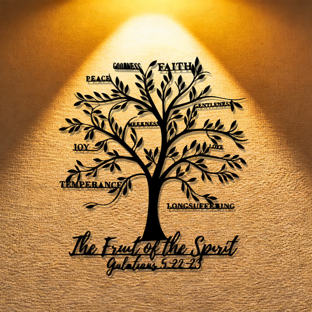 Christianartworkshop Fruit of the Spirit Tree Metal Wall Decor: Gentle Virtue for Home Spaces - 10.16''*11.81''/25.8*30CM - image 0