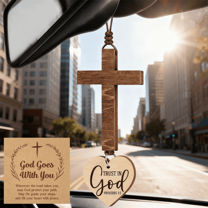 Christianartworkshop 3-Style Wooden Car Pendant with Gift Card: Devotion Wrapped in Natural Style - Proverbs 3:5 - image 10