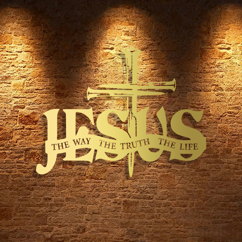 Christianartworkshop Faithful Jesus & Cross Design Metal Wall Decor Home Decoration - 15.7"*11.2"/40*28.7cm - Golden - image 7