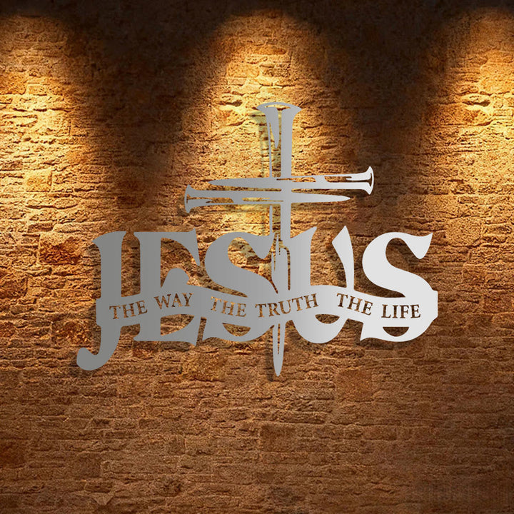 Christianartworkshop Faithful Jesus & Cross Design Metal Wall Decor Home Decoration - 15.7"*11.2"/40*28.7cm - Silver - image 9