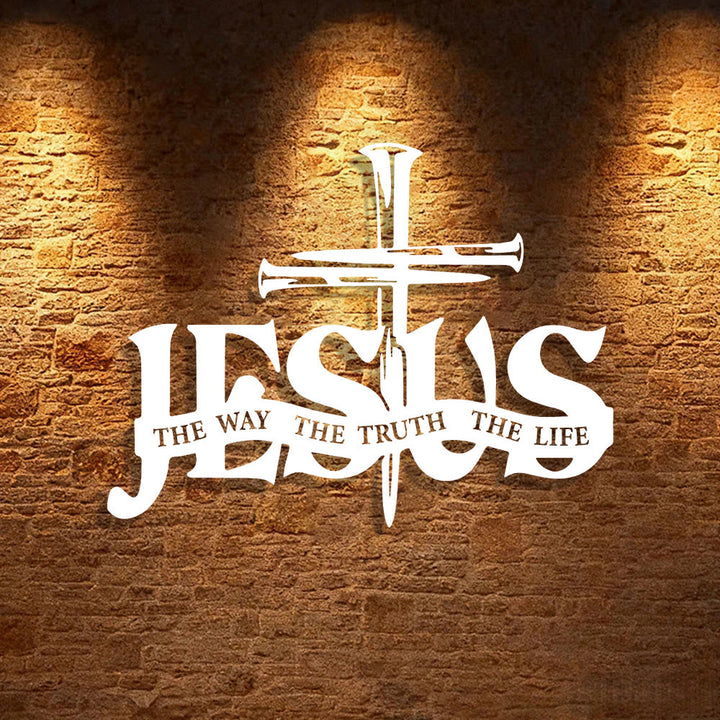 Christianartworkshop Faithful Jesus & Cross Design Metal Wall Decor Home Decoration - 15.7"*11.2"/40*28.7cm - White - image 11