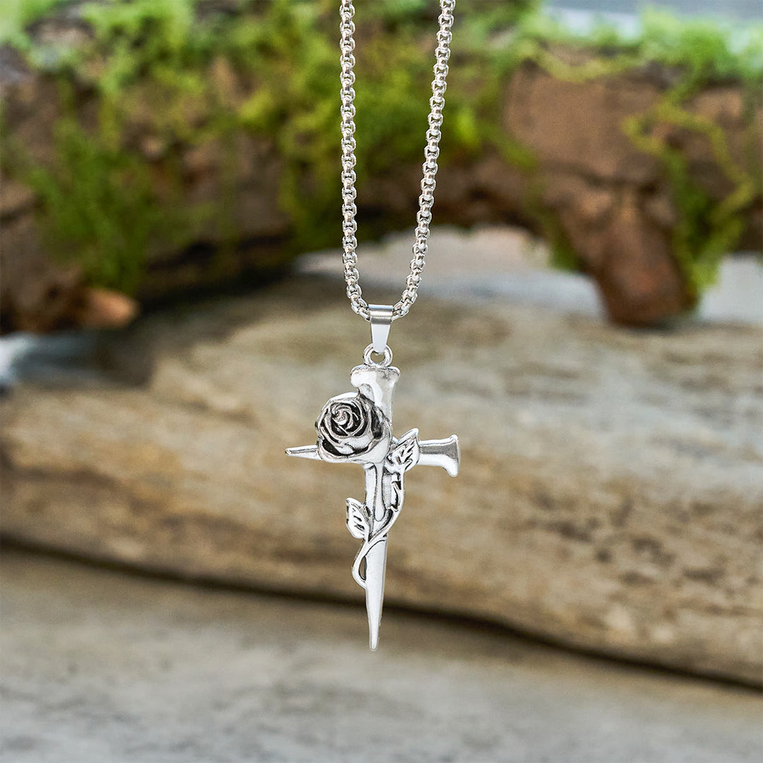 FREE Today: Rose Wrapped Cross Faith Necklace with Gothic Floral Design - image 1