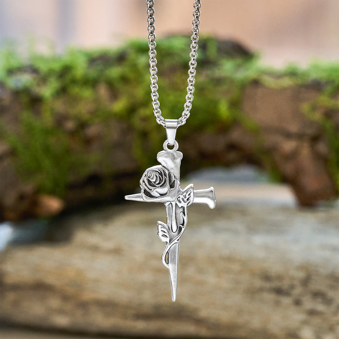 FREE Today: Rose Wrapped Cross Faith Necklace with Gothic Floral Design - Rose Cross Faith Necklace - image 0