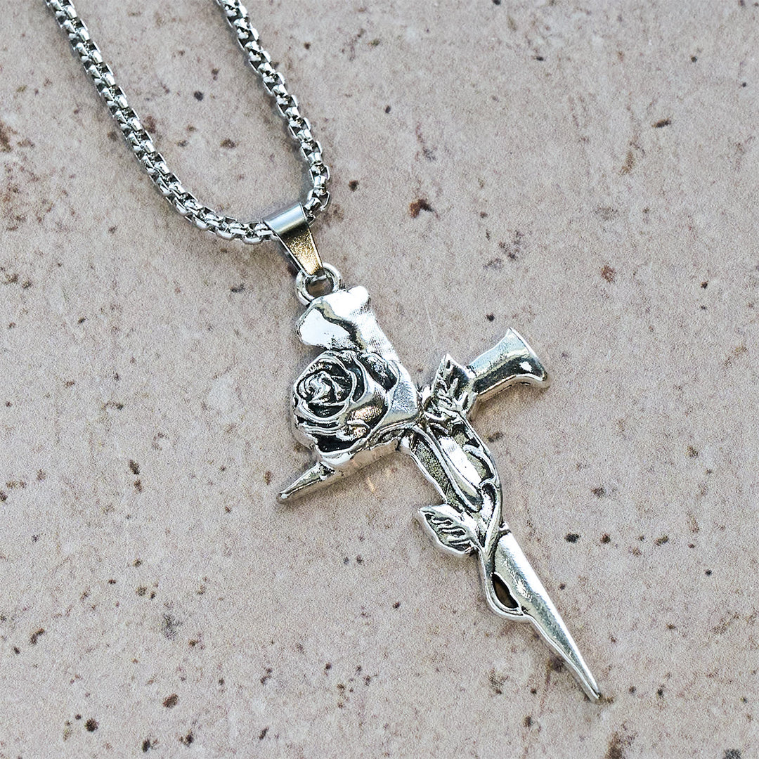 FREE Today: Rose Wrapped Cross Faith Necklace with Gothic Floral Design - image 5