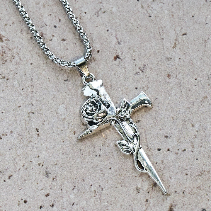 FREE Today: Rose Wrapped Cross Faith Necklace with Gothic Floral Design - image 5