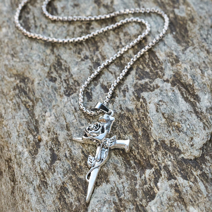 FREE Today: Rose Wrapped Cross Faith Necklace with Gothic Floral Design - image 6
