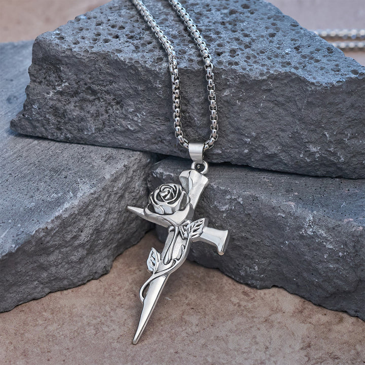FREE Today: Rose Wrapped Cross Faith Necklace with Gothic Floral Design - image 3