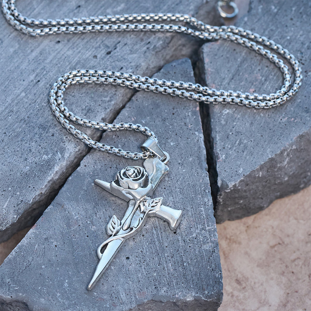 FREE Today: Rose Wrapped Cross Faith Necklace with Gothic Floral Design - image 4