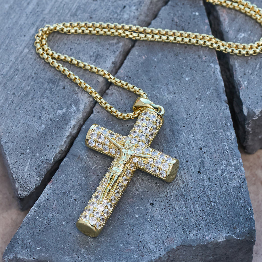 FREE Today: Jesus Crucifix Paved Necklace: Sparkling Detail for Faith & Daily Style - image 1