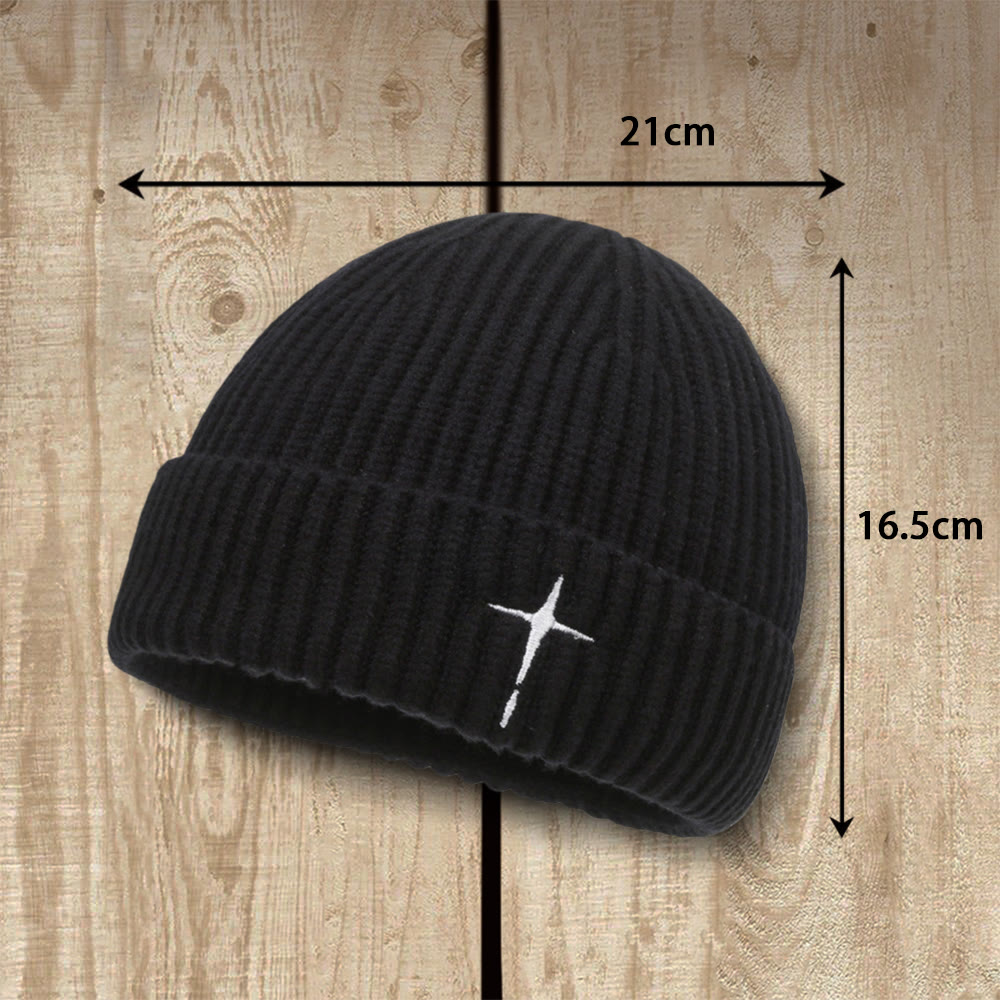Christianartworkshop Subtle Cross Embroidered Beanie: His Grace in Cold Days - image 2