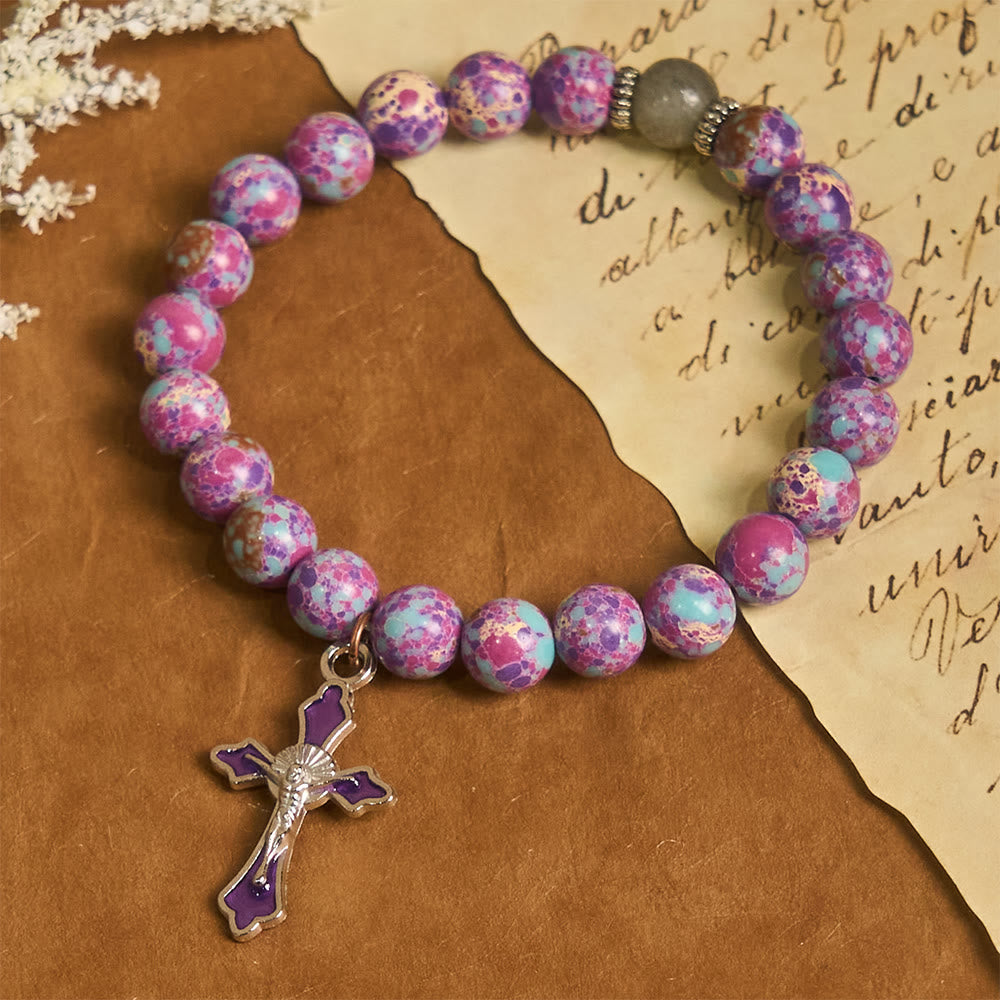 Christianartworkshop Marbled Purple Agate Bracelet: Distinctive Faith in Earthy Texture - image 2