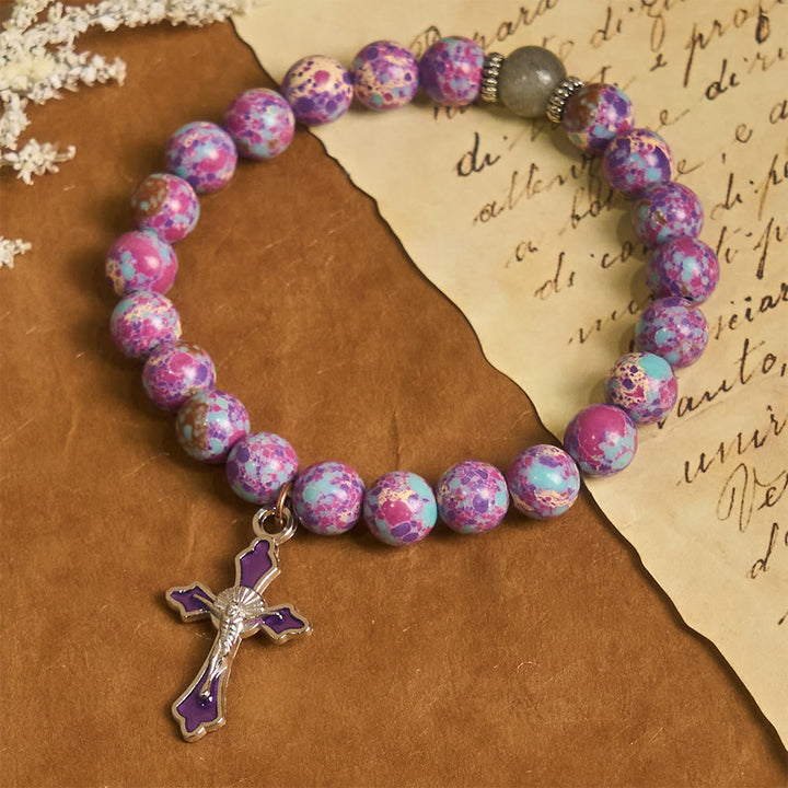 Christianartworkshop Marbled Purple Agate Bracelet: Distinctive Faith in Earthy Texture - image 2