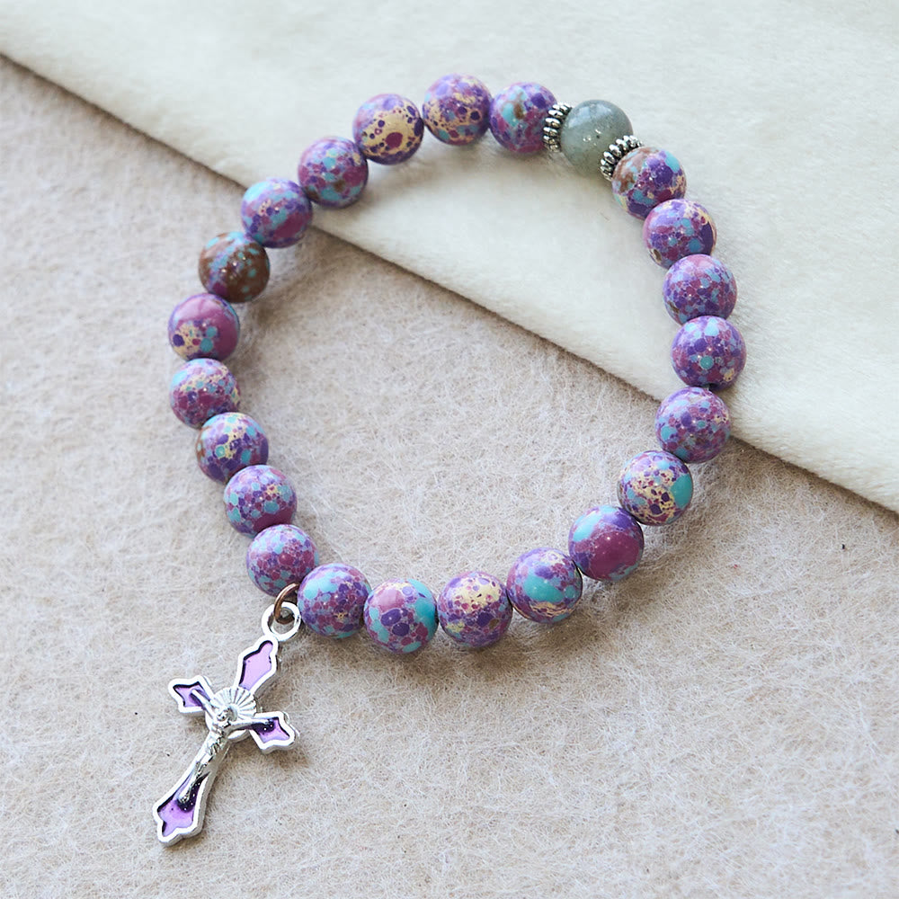 Christianartworkshop Marbled Purple Agate Bracelet: Distinctive Faith in Earthy Texture - image 4