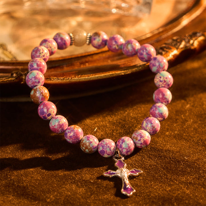 Christianartworkshop Marbled Purple Agate Bracelet: Distinctive Faith in Earthy Texture - image 2