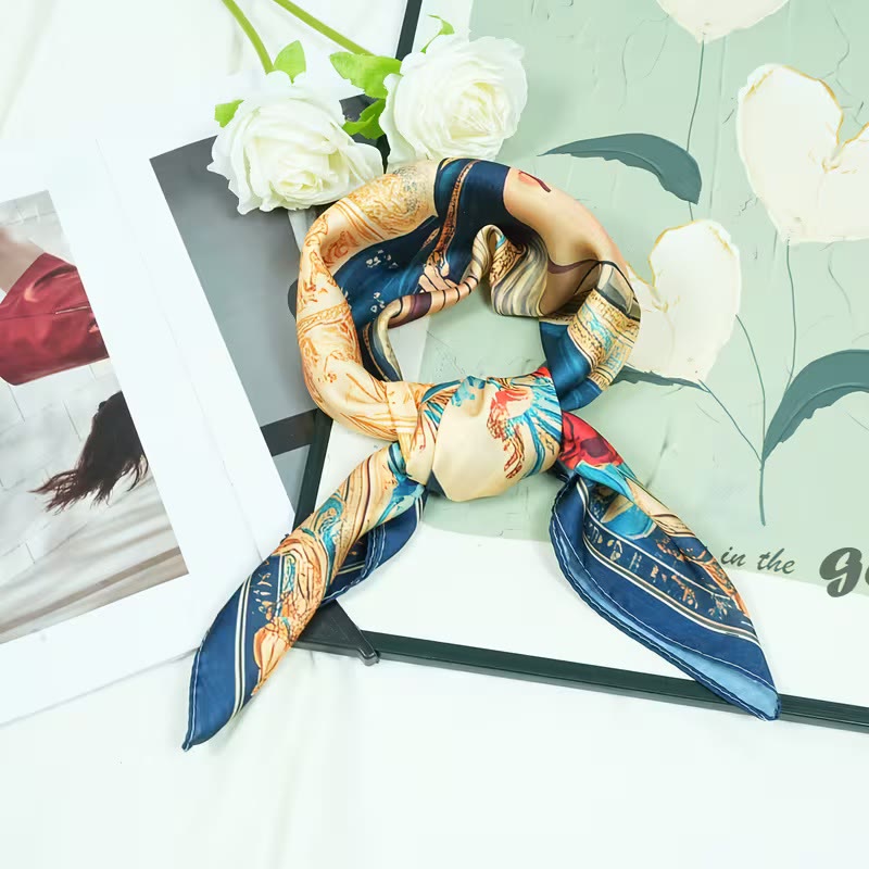 Christianartworkshop Serene Madonna Satin Scarf: A Blossom of Devotion - image 1