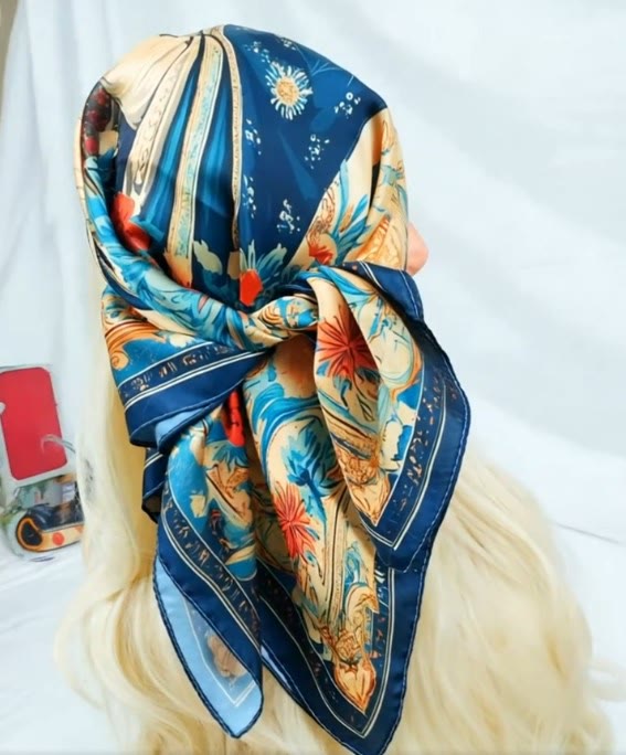 Christianartworkshop Serene Madonna Satin Scarf: A Blossom of Devotion - image 2