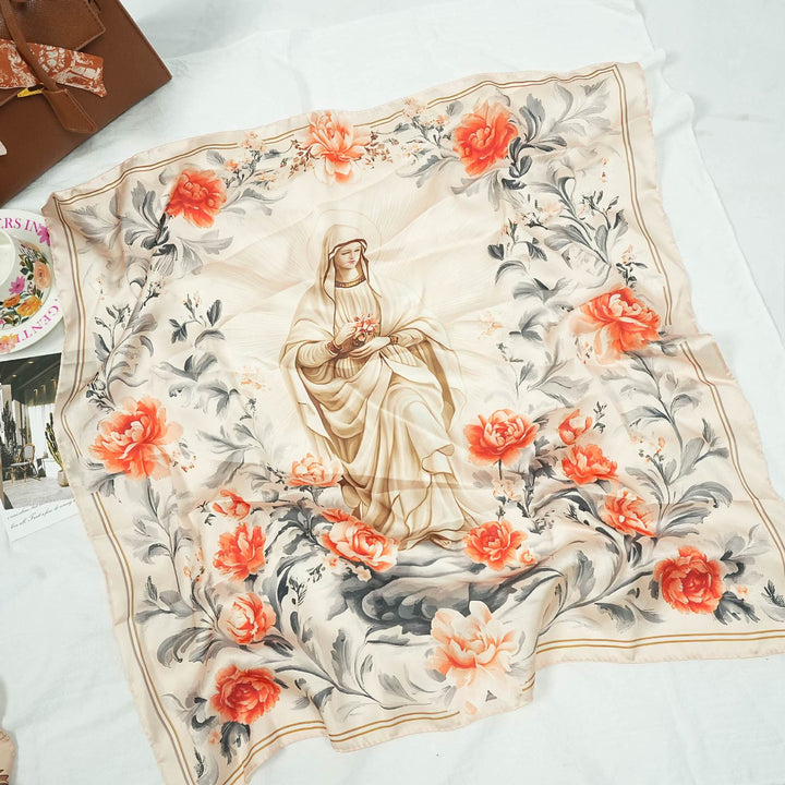 Christianartworkshop Serene Madonna Satin Scarf: A Blossom of Devotion - G - image 9