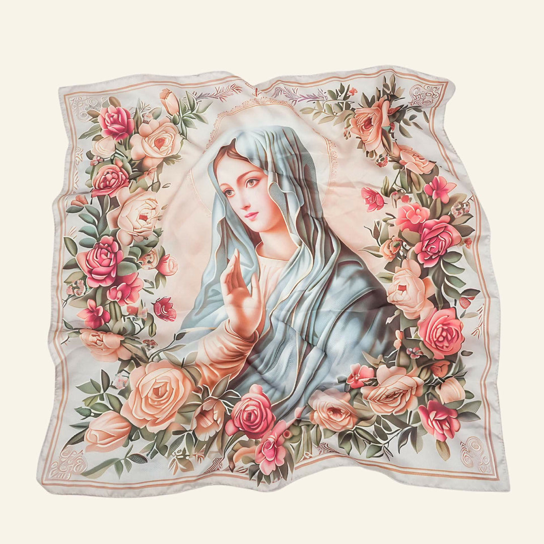 Christianartworkshop Serene Madonna Satin Scarf: A Blossom of Devotion - K - image 16